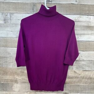 Babaton Women's Raspberry Botero 1/2 Sleeve Knit Sweater Turtleneck Size M